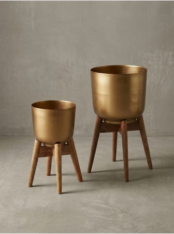 KADIMA DESIGN Blumentopf | Metall/Massiv, 2er Set, Gold, Pflanzkübel