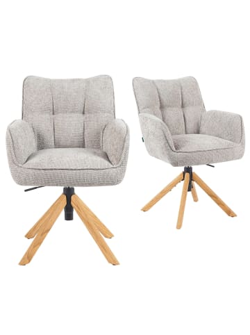 DUBI Möbel 2er-Set: Bürostuhl Mika-Keno in Hellgrau - (B)59 x (H)85 x  (T)66 cm