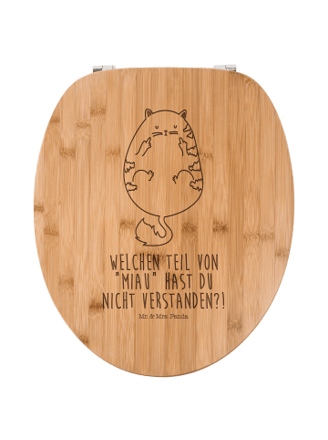 Mr. & Mrs. Panda Holz Klodeckel Katze Mittelfinger mit Spruch in Transparent