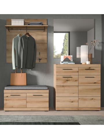 Inn.Furn Garderobe Set 4-teilig Evoke Eiche 195 cm, Flurmöbel mit viel Stauraum