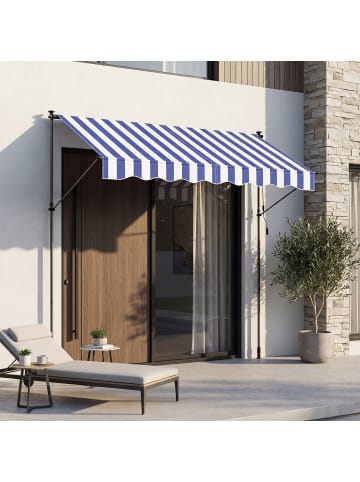 SONGMICS Klemmmarkise Sheld in Blau-Weiß - (B)120 x (H)(220-300) x (T)250 cm