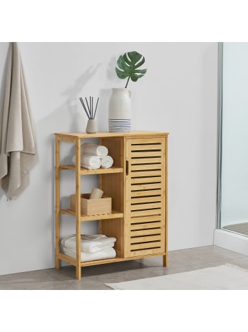 en.casa Badschrank Vetlanda Bambus in Beige (H)87cm (B)66cm (T)33cm