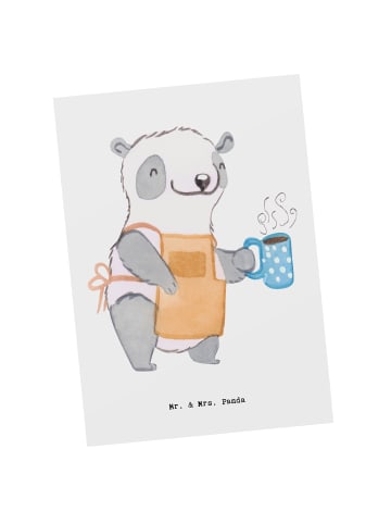 Mr. & Mrs. Panda Postkarte Barista Herz ohne Spruch in Weiß