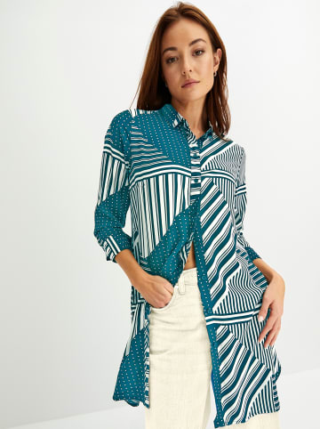 WITT WEIDEN Longbluse in aquapetrol-champagner-bedruckt