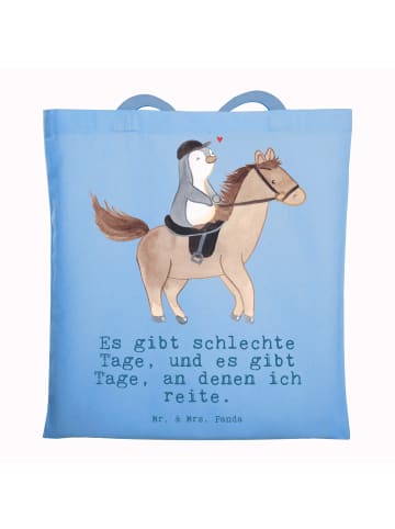 Mr. & Mrs. Panda Tragetasche Pferd Reiten mit Spruch in Sky Blue