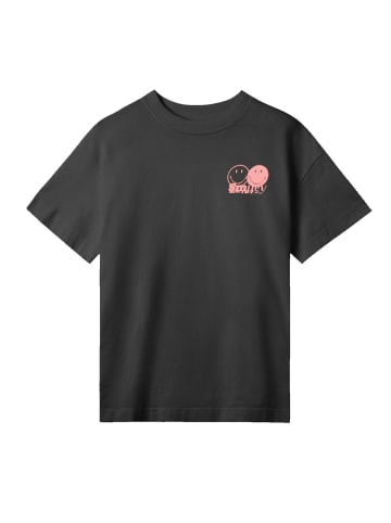 F4NT4STIC T-Shirt Smiley Originals Rave Streetwear Orange in off black