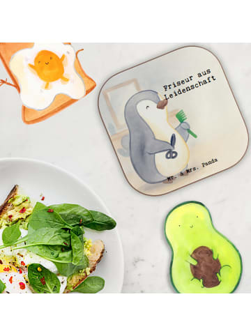 Mr. & Mrs. Panda Untersetzer Glas Friseur Leidenschaft Design mi... in Weiß