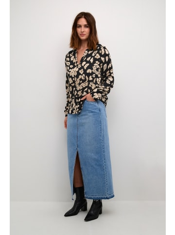 Kaffe Langarm-Bluse KAbeathe Regular fit in Black/Sand Leo Print