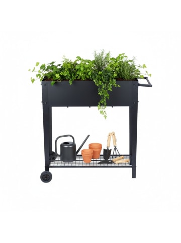 relaxdays Hochbeet in Schwarz- (B)85 x (H)80 x (T)50 cm