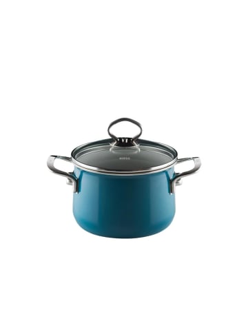 Riess Fleischtopf mit Glasdeckel Emaille Nouvelle extra stark in Blau
