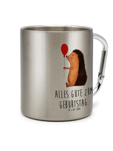 Mr. & Mrs. Panda Karabiner Tasse Igel Luftballon mit Spruch in Silber