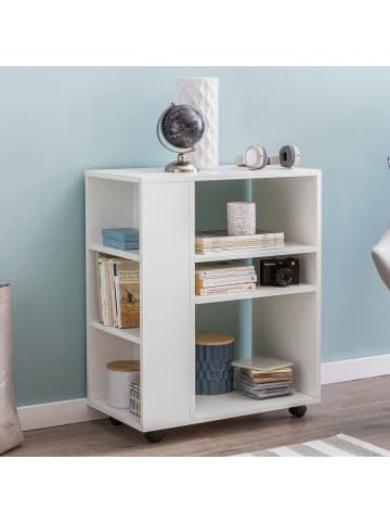 KADIMA DESIGN Regal BRENTA: Elegantes Multifunktionsmöbel, Rollen, viel Stauraum in Weiß