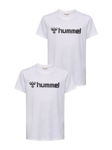 Hummel 2er-SET T-Shirt mit Logo Print aus Bio-Baumwolle in Weiß-3