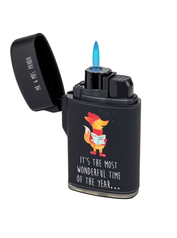 Mr. & Mrs. Panda Feuerzeug Fuchs Sänger mit Spruch in Schwarz