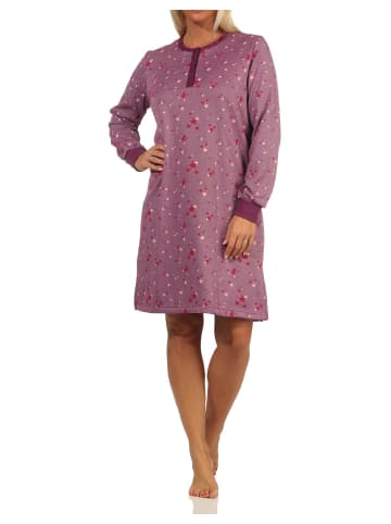NORMANN Frottee Nachthemd Bündchen Sterne - 69839 in beere