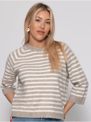 SASSYCLASSY Gestreiftes Strickoberteil in Taupe