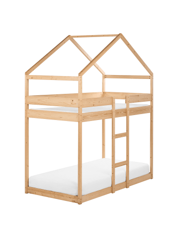 Beliani Hochbett LABATUT in Braun - (W) 92 x (H) 230 x (L) 206 cm