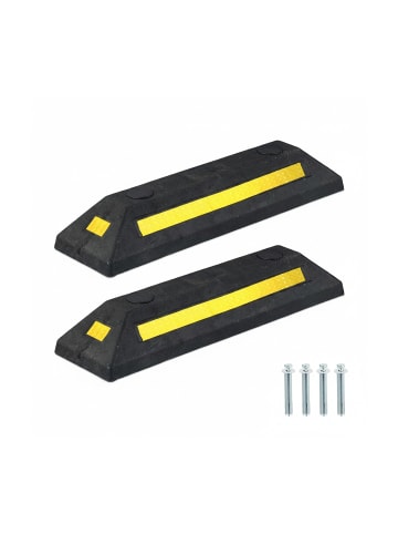 relaxdays 2 x Radstopper in Schwarz/ Gelb - (B)53 x (H)8,5 x (T)14,5 cm