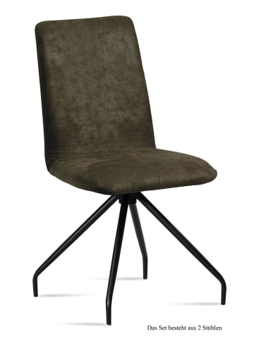 58 aufm Kessel ESSZIMMERSTUHL (2er-Set) Desiri 47x92x60 Schwarz/Khaki