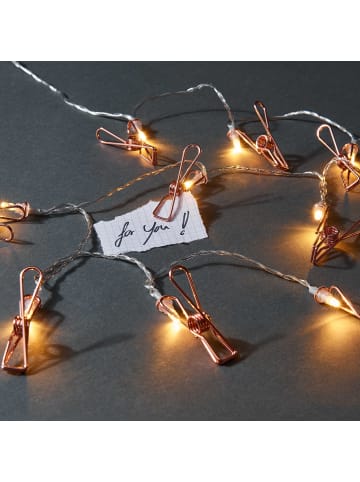 Butlers LED-Lichterkette Clips 10 Lichter mit USB-Batteriefach CLIP COUTURE in Roségold