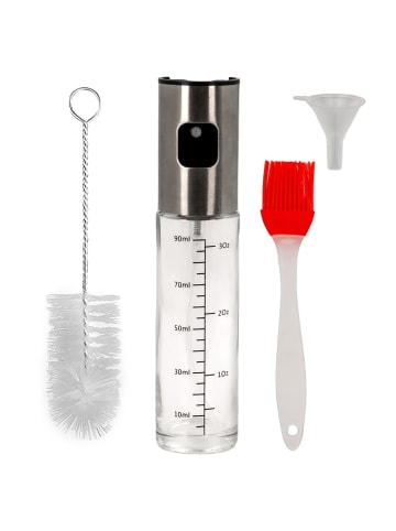 Intirilife 4-teiliges Ölsprüher Set Sprühflasche 100ml in Grau