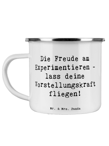 Mr. & Mrs. Panda Kaffeebecher Spruch Die Freude am Experimentier... in Weiß