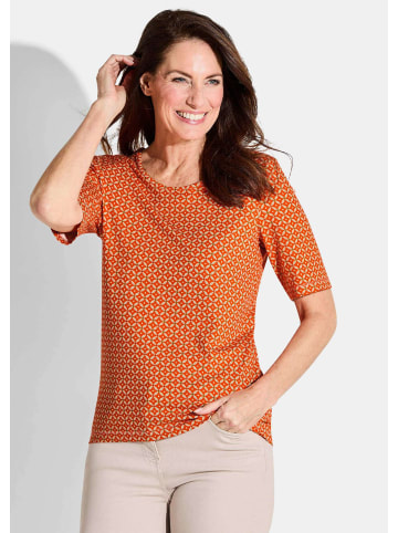 GOLDNER Kurzgröße:  Shirt Shirt in orange / cremeweiß / gemustert