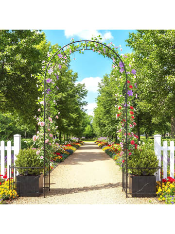 COSTWAY Rosenbogen mit 2 Blumenkästen 198 x 49,5 x 221 cm in Schwarz