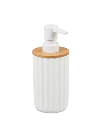 relaxdays 4 x Seifenspender in Weiß/ Natur - 340 ml