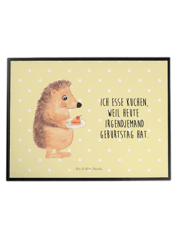 Mr. & Mrs. Panda Schreibunterlage Igel Kuchenstück mit Spruch in Gelb Pastell