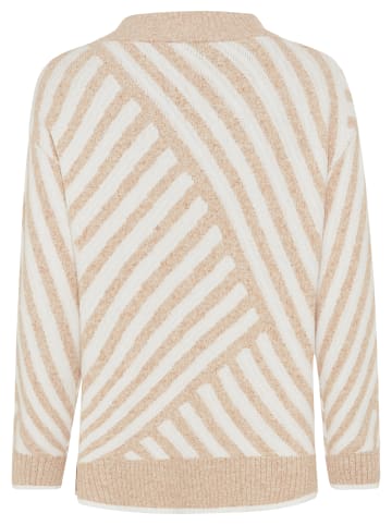 Olsen Strickpullover Urban Wild Cora in beige weiß - 0001