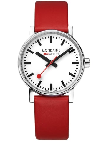 Mondaine Unisex Armbanduhr evo2 Rot 35 mm