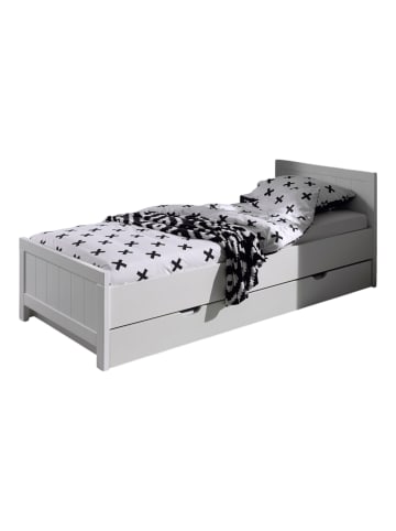 58 aufm Kessel EINZELBETT mit Bettschublade Karalynn 207x96x77 Jugendbett MDF Weiß