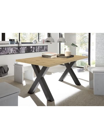 58 aufm Kessel ESSTISCH ausziehbar Eike 7 140 x 90 x 75 Esszimmertisch Schwarzstahl/Asteiche