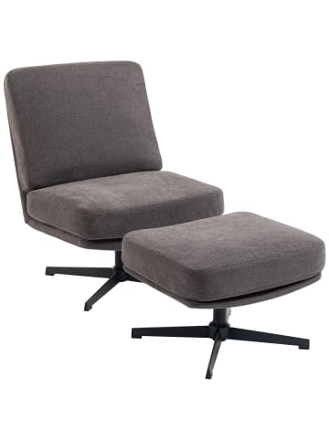 HOMCOM Sessel mit Hocker-91L x 68B x 93H cm-Dunkelgrau