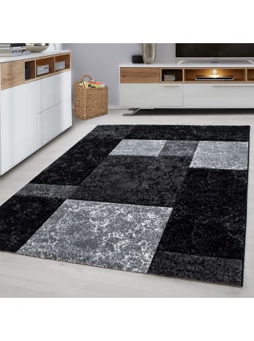 Kurzflor Teppich Hara in Schwarz