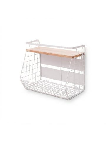 relaxdays 2 x Obstkorb Wandregal in Weiß/ Natur – (B)35,5 x (H)30 x (T)21 cm