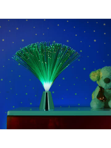 relaxdays Glasfaserlampe Farbwechsel in Silber