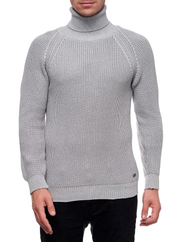 Rusty Neal Grobstrick Slim Fit Rollkragen-Pullover in Grau
