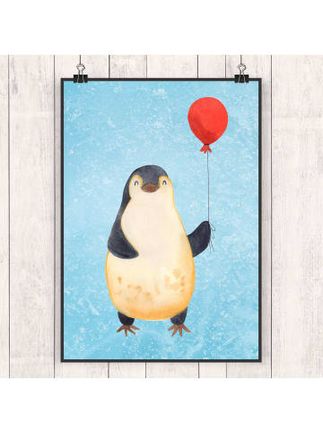 Mr. & Mrs. Panda Bild Pinguin Luftballon ohne Spruch in Eisblau