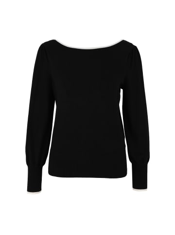 Zero  Feinstrickpullover mit Kontrastpaspel in Patch BlackCream