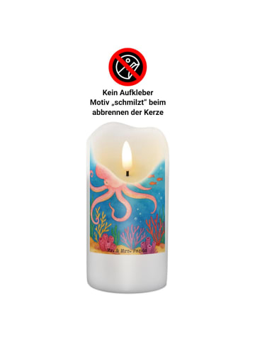 Mr. & Mrs. Panda Stumpenkerze Tintenfisch Design mit Spruch in Weiß