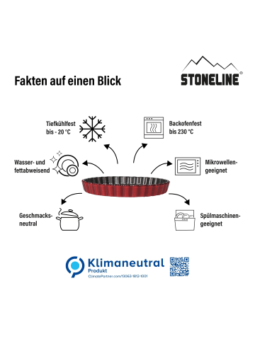 Stoneline Antihaftbeschichtete Quiche- und Tarteform, 27 cm in Rot