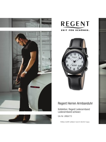 Regent Armbanduhr-Analog schwarz mittel (ca. 37,6mm) Regent Lederarmband