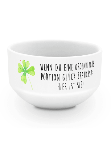 Mr. & Mrs. Panda Schüssel Blume Kleeblatt mit Spruch in Weiß