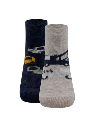 ewers 2er-Set Socken 2er Pack Baustellenfahrzeuge in hellsilber mel.-navy