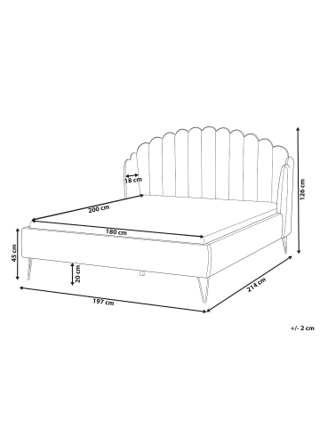 Beliani Doppelbett AMBILLOU in Rosa - (W) 197 x (H) 126 x (L) 214 cm