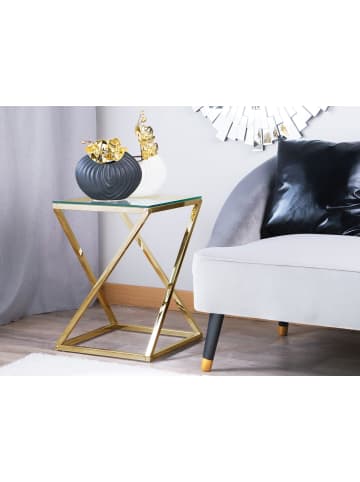 Beliani Beistelltisch BEVERLY in Gold/Transparent - (W) 40 x (H) 55 x (L) 40 cm