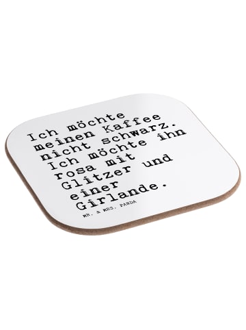 Mr. & Mrs. Panda Untersetzer Ich möchte meinen Kaffee... mit Spruch in Weiß