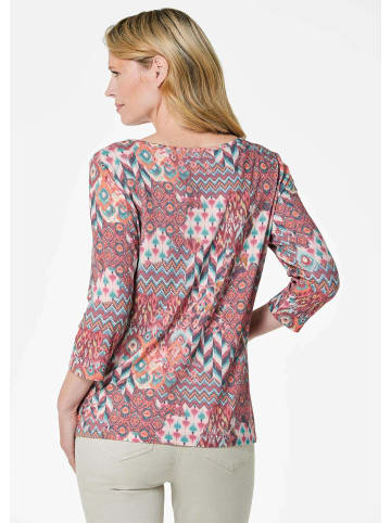 GOLDNER Kurzgröße:  Edles Printshirt mit Allover-Druck in rot / gemustert